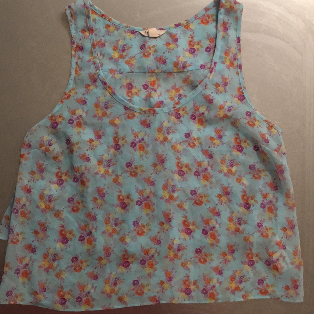 Baby Blue Floral Tank Top